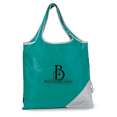 Latitudes Foldaway Shopper - Turquoise-Silver