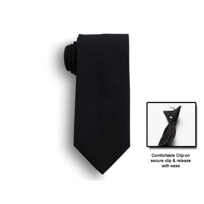 18" Poplin Black Polyester Clip-On Tie