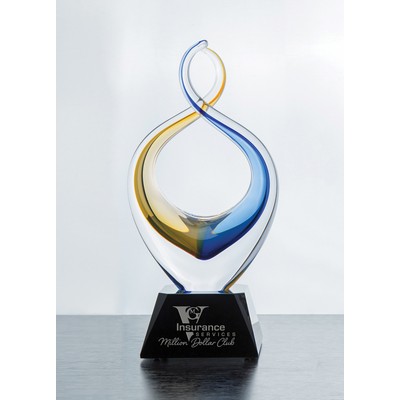 Gold/Blue Zola Twist Crystal Award