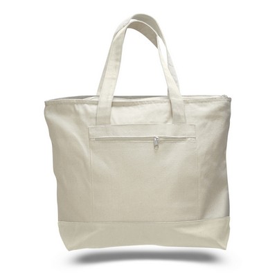 12 Oz. Natural Canvas Zipper Tote Bag - Blank (18"x14"x4 1/2")