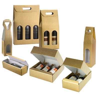 3 Bottle Matte Gold Linen Italian Wine Carrier