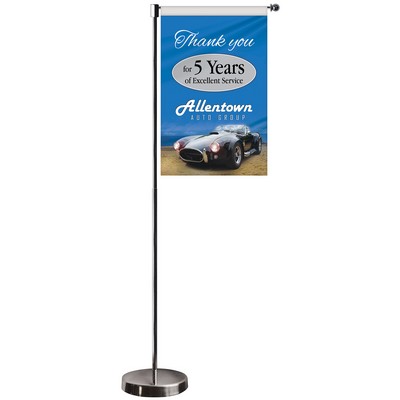 11-19.7" Metal Telescopic Flagpole with One Single Reverse Banner