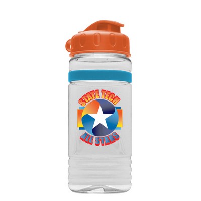 20 Oz. Transparent Stripe Bottle w/Flip Top Lid - Digital Imprint