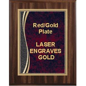 Walnut Plaque 9" x 12" - Red/Gold Patina Marble 7" x 10" Plate