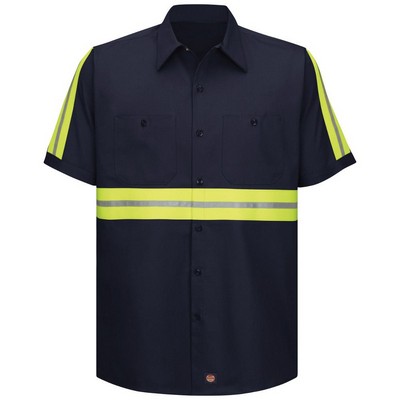 Red Kap™ Enhanced Visibility Short Sleeve Navy Cotton Work Shirt