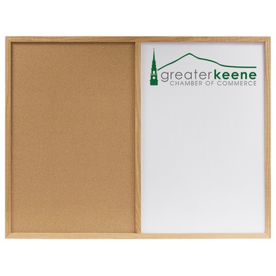 Oak Frame Wall Combination Board - 36x48 [Cork/Chalk/Wet-Erase]