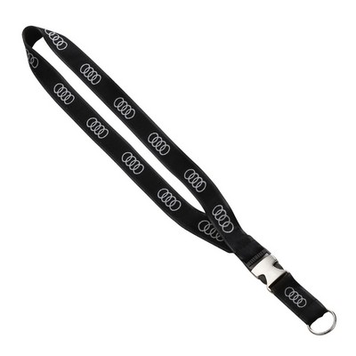 3/4" Imported Polyester Woven Lanyard w/Plastic Metal Buckle