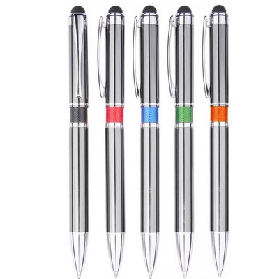 MD II Series Stylus Ball Point Pen- Gunmetal Stylus Pen, orange middle ring accent