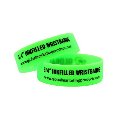 Debossed Ink Filled 3/4" Silicone Wristbands