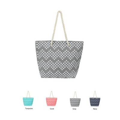 Water Resistant Star Chevron Canvas Nautical Beach Tote Bags