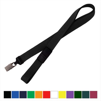 5/8" Flat Blank Lanyard with Breakaway (Bulldog Clip)