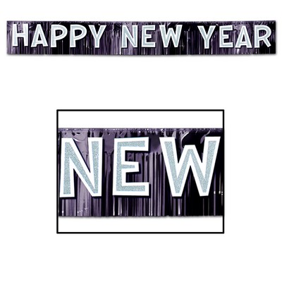 Metallic Happy New Year Banner