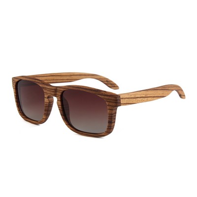 Zebra Wood Sunglasses - Gradient Brown Polarized Lenses - Zebra Wood Frames