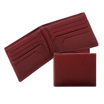 Ashlin® Designer Men's Alvin Classic Burgundy 8 Pocket Slim Bi-Fold Wallet