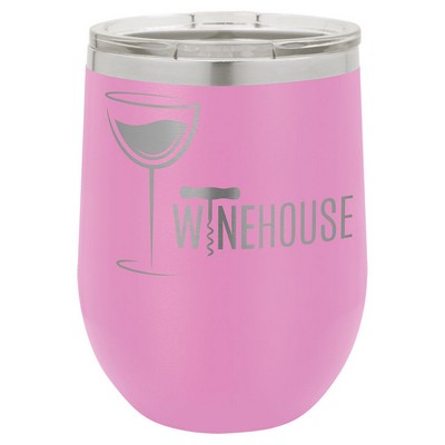 12 Oz. Stainless Steel Wine Tumbler - Light Purple