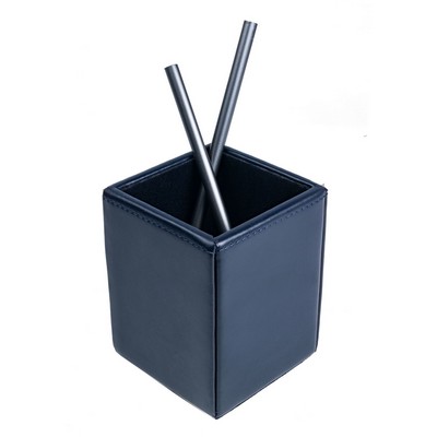 Bonded Leather Navy Blue Pencil Cup