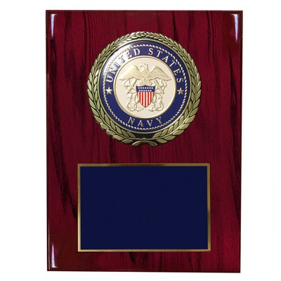 U.S. Navy Plaque w/4" Embossed Medallion (9" x 12")