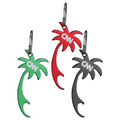 Palm Tree Shaped Aluminum Bottle Opener w/Key Ring