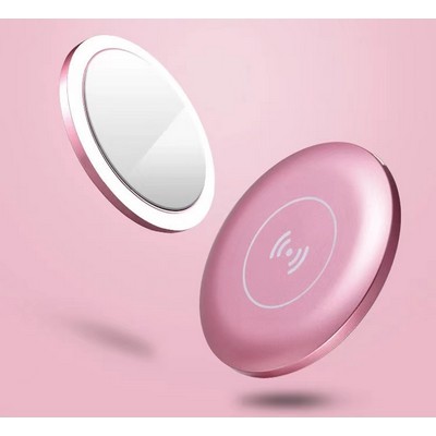 2-In-1 Led Makeup Mirror And Wireless Mobile Phone Charger