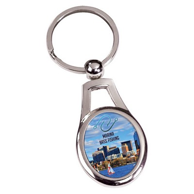 Silver Oval Sublimatable Keychain with White Insert