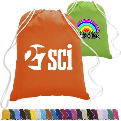 Sporty Canvas Drawstring Backpack w/ Custom Logo 14" X 18"