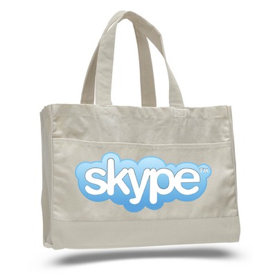 Natural Canvas Tote Bag w/Velcro™ Closure - Full Color Transfer (22"x13"x5")