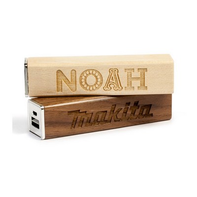 2200mAh Rectangle Wood Power Bank