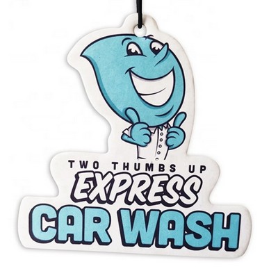 3.75" Die Cut Shape Custom Full Color Printed Air Freshener/Air Deodorizer w/Brand New Car Scent