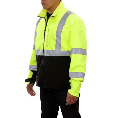 2 Tone Soft Shell Athletic Cut Jacket- Fluorescent Lime Green