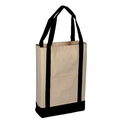 Canvas Two Tone Deluxe Tote Bag - Blank (14" x 16" x 4")