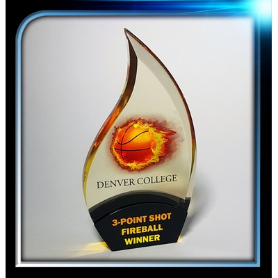 Hybrid acrylic award (4" x 7 1/2" x 3/4") Flame shape