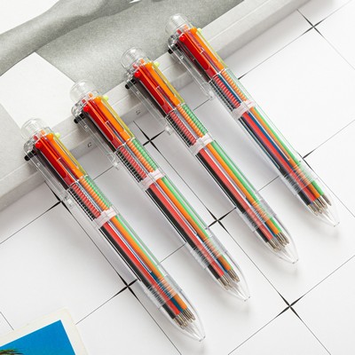 Plastic 6-in-1 Retractable Ballpoint Pens with Logo