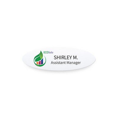 Printed Eco-Badge with Pin Fastener - Thin Oval (TO) 2.75" x 0.95"