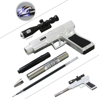 Pistol Gun Shaped Pen w/Flashlight