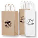 Short Run Imprinted Natural Kraft Wine Bottle Bag (8"x4¾"x13 5/8")