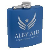 6 Oz. Matte Royal Blue Powder Coated Laserable Stainless Steel Flask