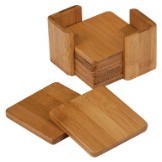 Bamboo Square 6-Coaster Set w/Holder