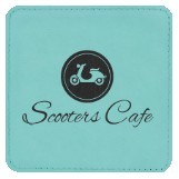 Square Teal Leatherette Coaster