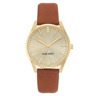 Nine West® Women's Champagne w/Brown Strap Watch