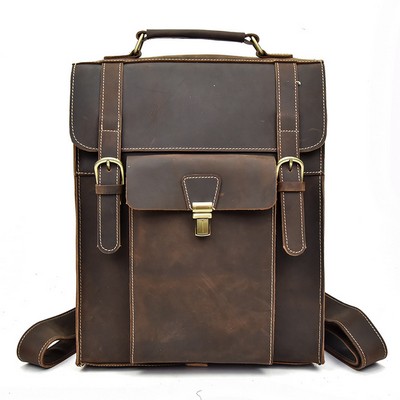 Flap Large Capacity Leather Backpack