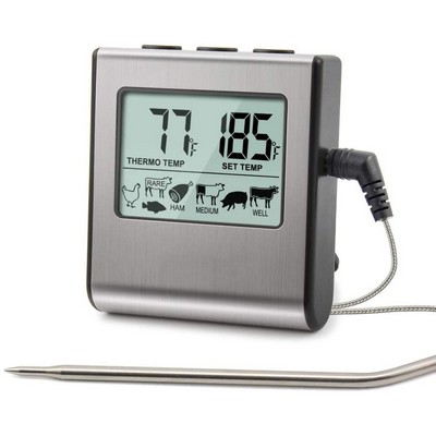 Large LCD Digital Cooking Food Meat BBQ Grill Thermometer Clock Timer