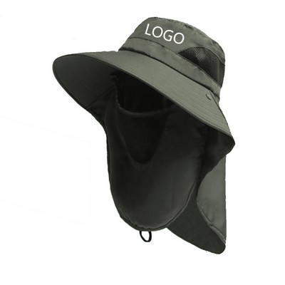 Wide Brim Sun Bucket Hat W/ Face Neck Flaps