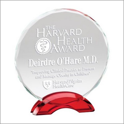 Ruby Circle Crystal Award, 6 1/2"H