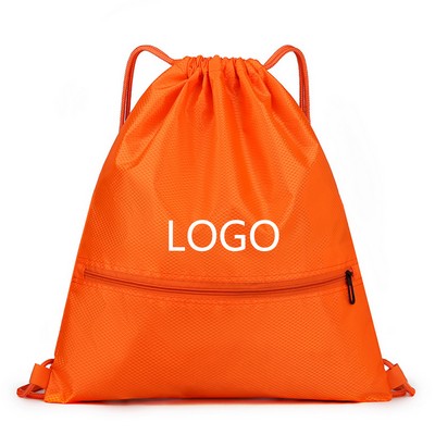 Drawstring Backpack with Front Zipper Pocket