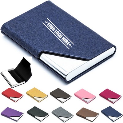 PU Leather Stainless Steel Business Card Holder Case