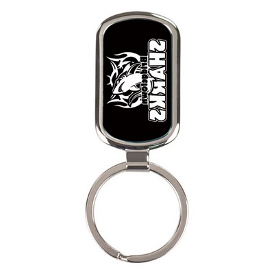 1 1/8" x 1 7/8" Black Rectangle Keychain