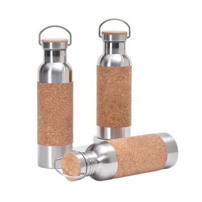 17 oz Stainless Steel Water Bottle with Cork Holder