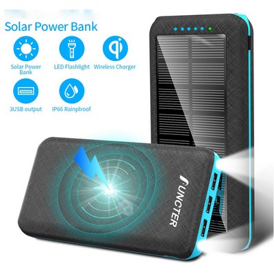 20000mAh Solar Charger & Wireless Power Bank W/ LED Light