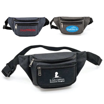 Premium Heathered Three Pocket Fanny Pack