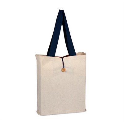 Button Up Tote With Color Handle